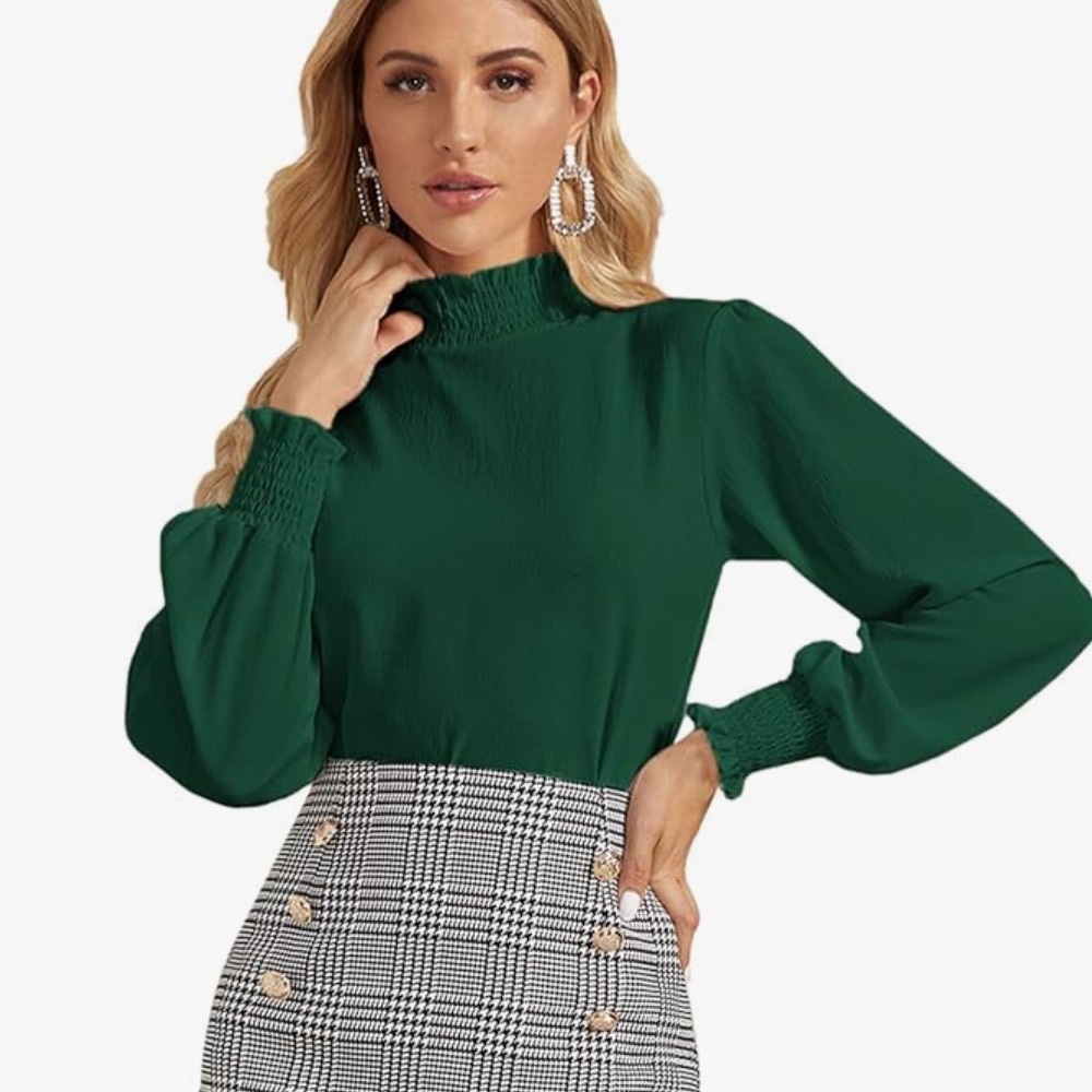 Green Mock Turtleneck Top